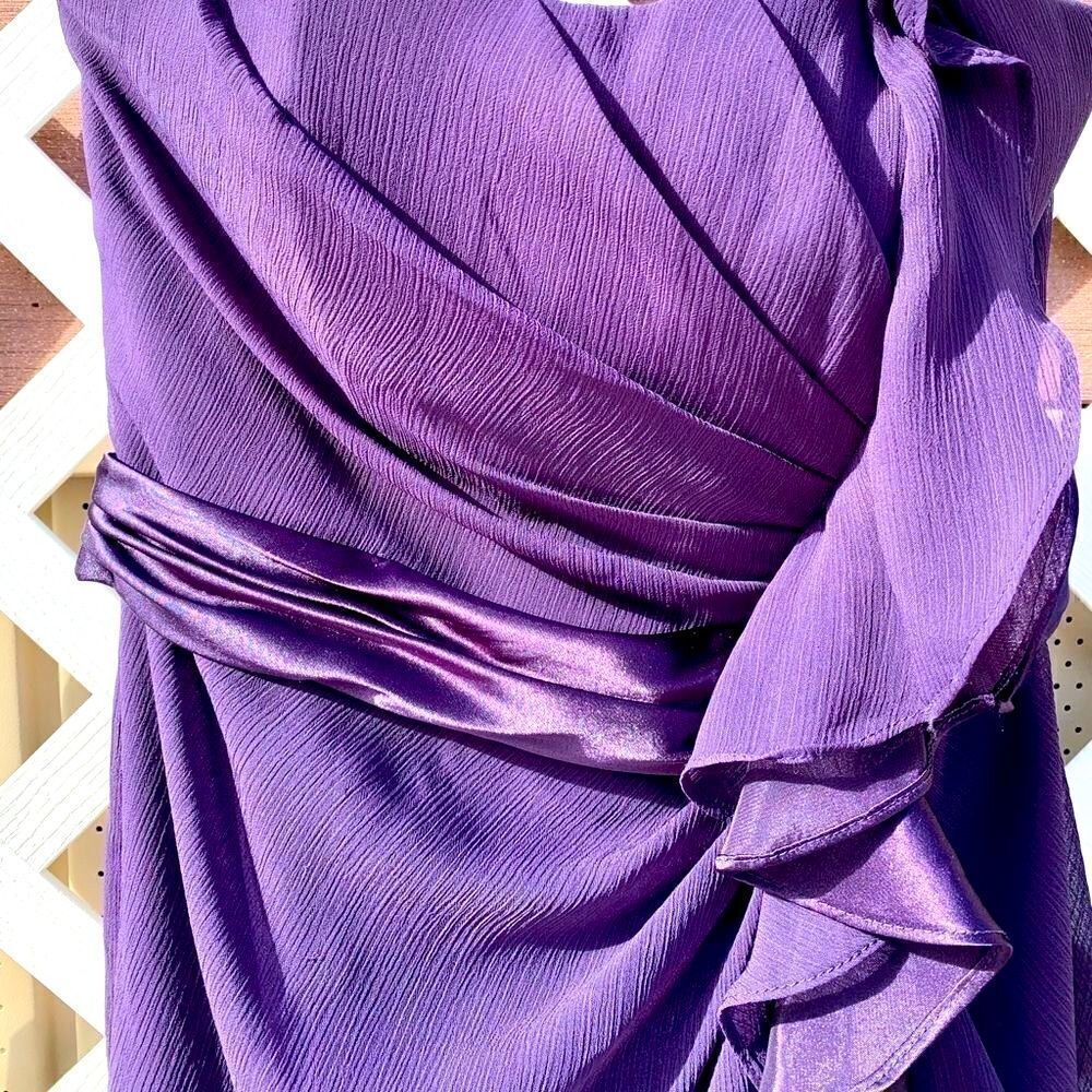 PLUM CHIFFON RUFFLE CASCADE SIZE 6 by DAVIDS BRIDAL EUC - Picture 4 of 7